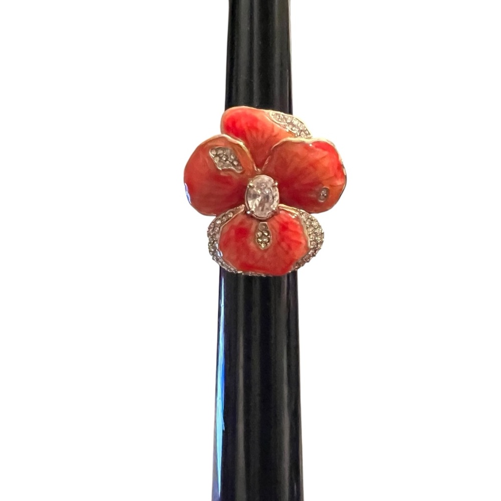 Juicy Couture Orange Floral Statement Ring